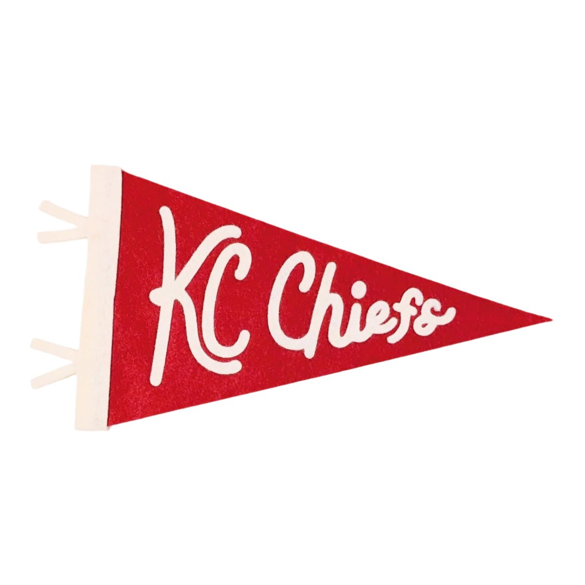 A red pennant with 'KC Chiefs' written in a hand lettered style.