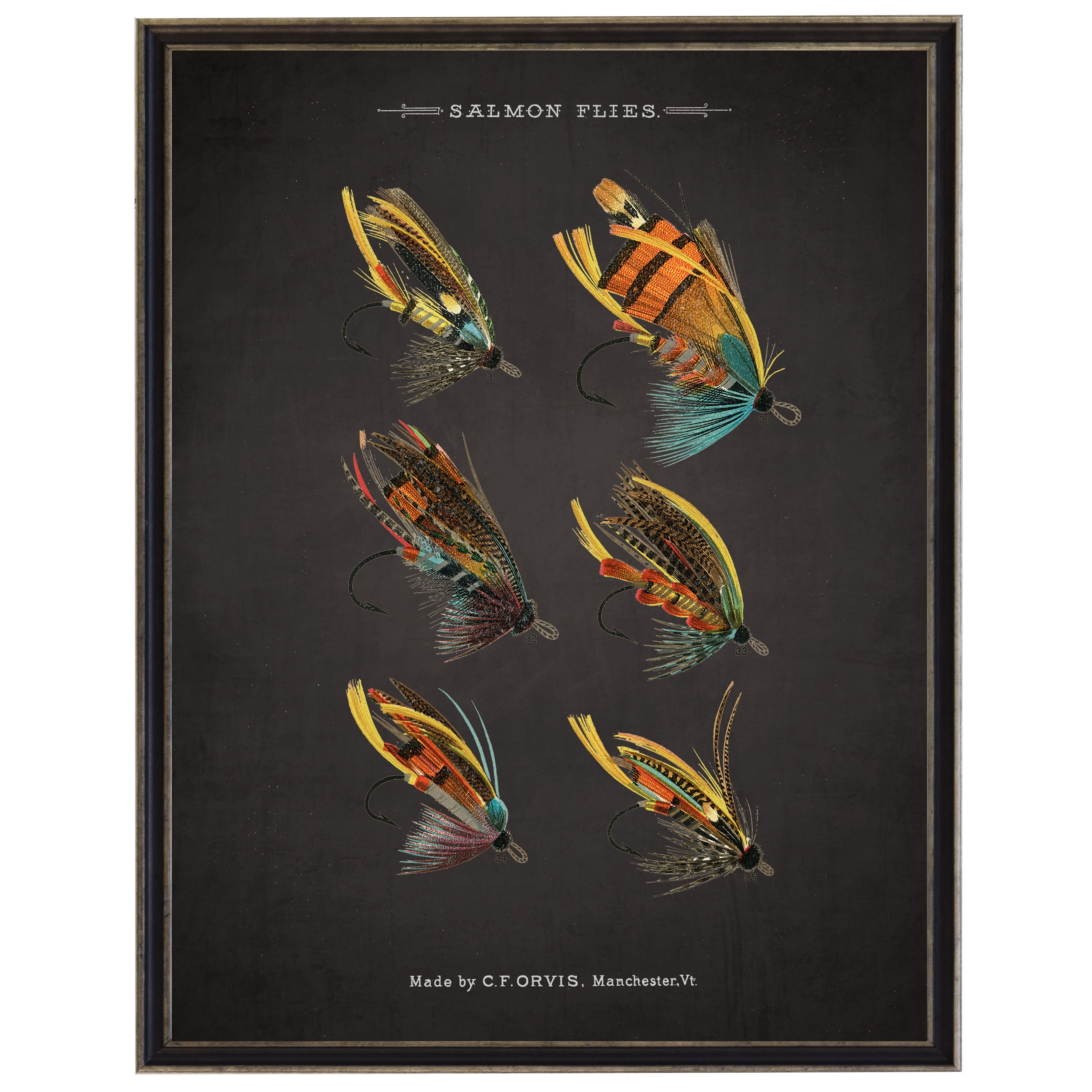 Salmon Fishing Flies | On Black Background