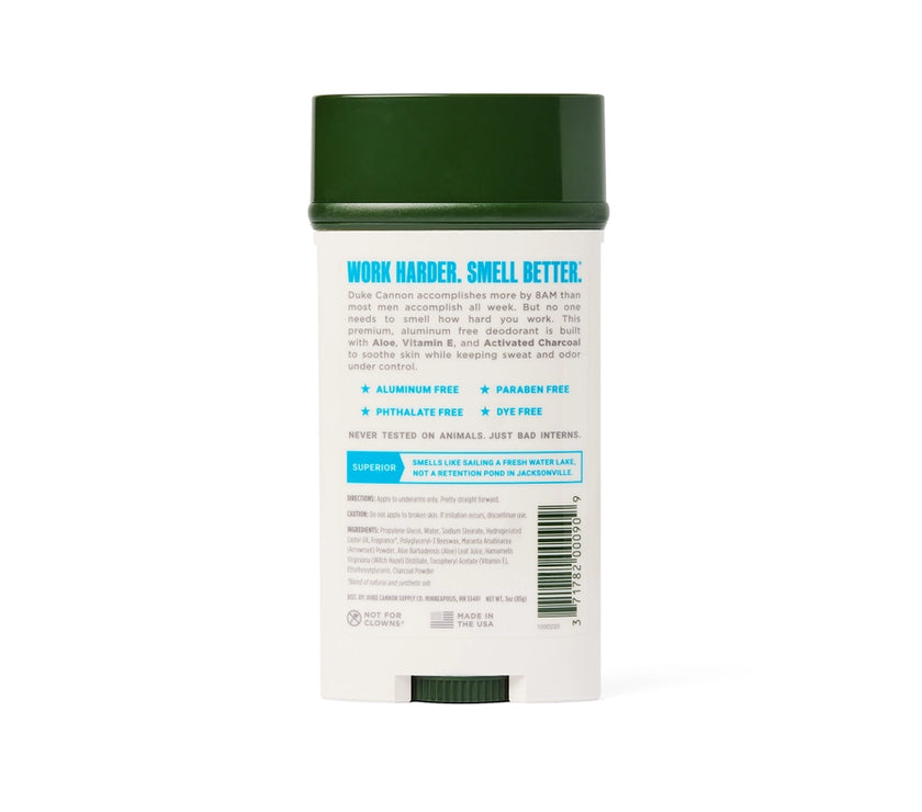 Duke Cannon Supply Co. Aluminum Free Deodorant - Superior (Fresh Water & Neroli)