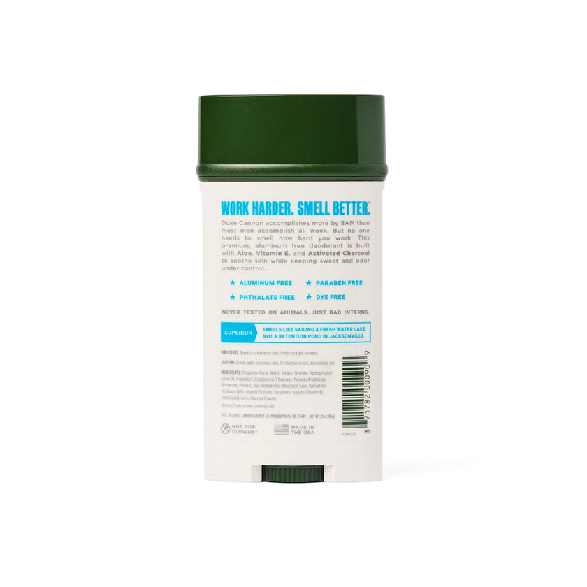Duke Cannon Supply Co. Aluminum Free Deodorant - Superior (Fresh Water & Neroli)