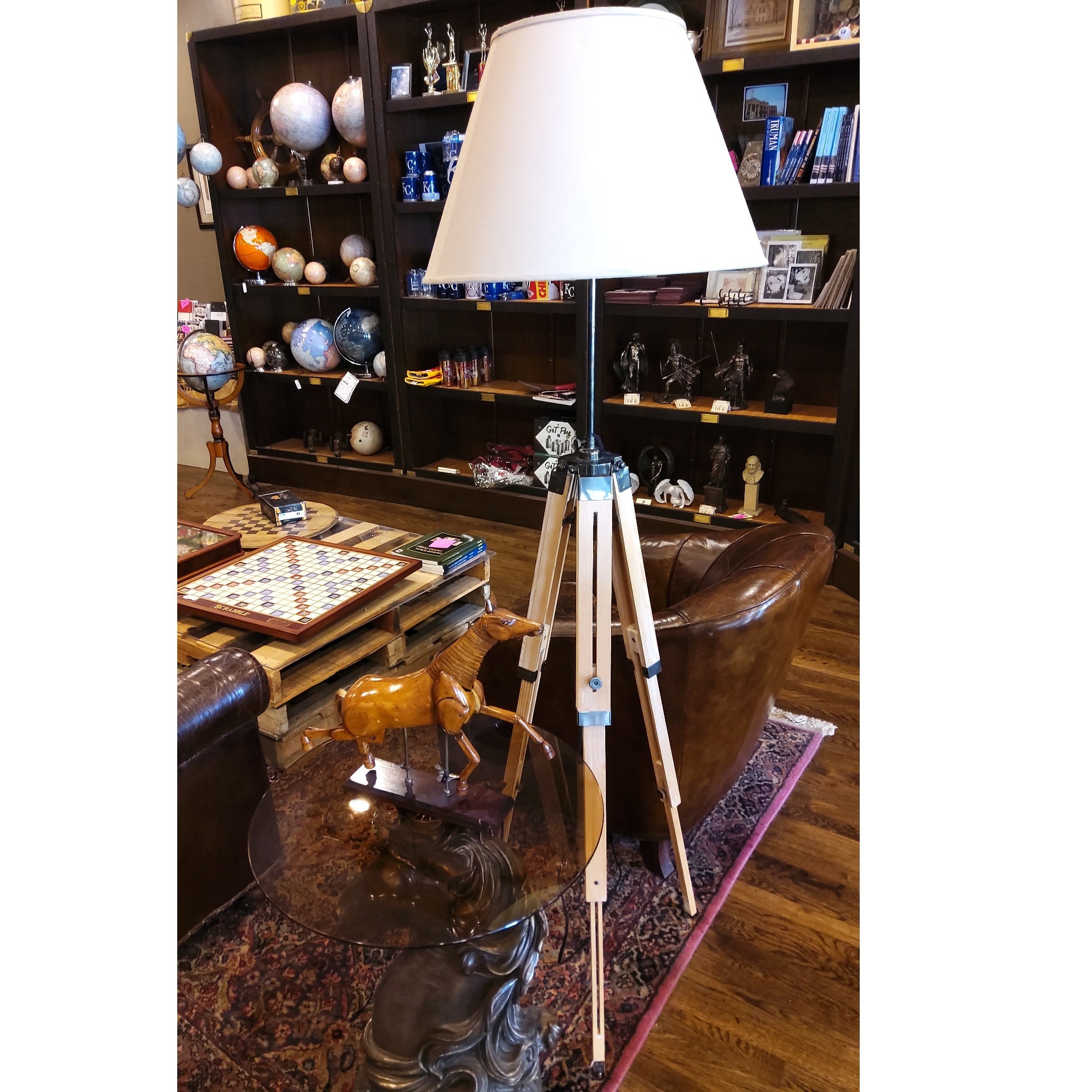 Surveyor Transit Base Floor Lamp with Shade