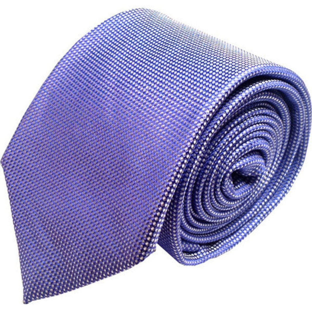 Rolled-up blue tie on a white background