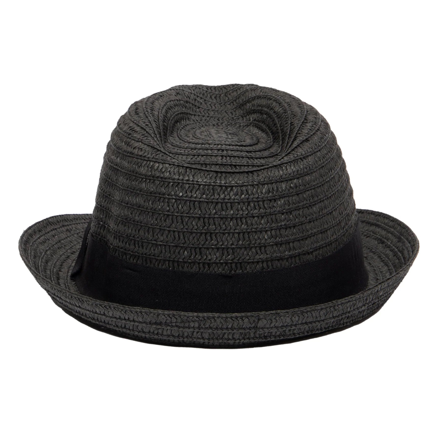 Men's Ultra braided Fedora with a Grosgrain Band (Black)