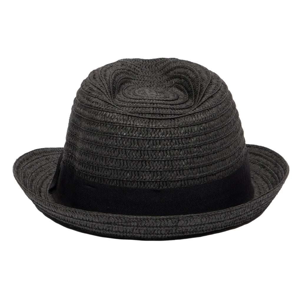 Men's Ultra braided Fedora with a Grosgrain Band (Black)