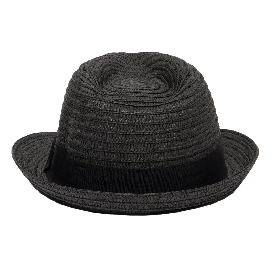 Men's Ultra braided Fedora with a Grosgrain Band (Black)