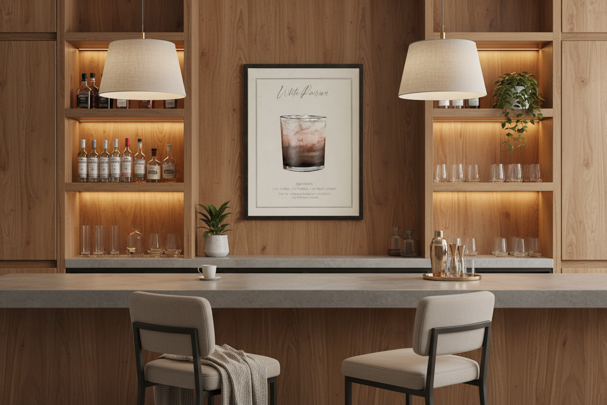 White Russian Cocktail and Recipe | Watercolor Art