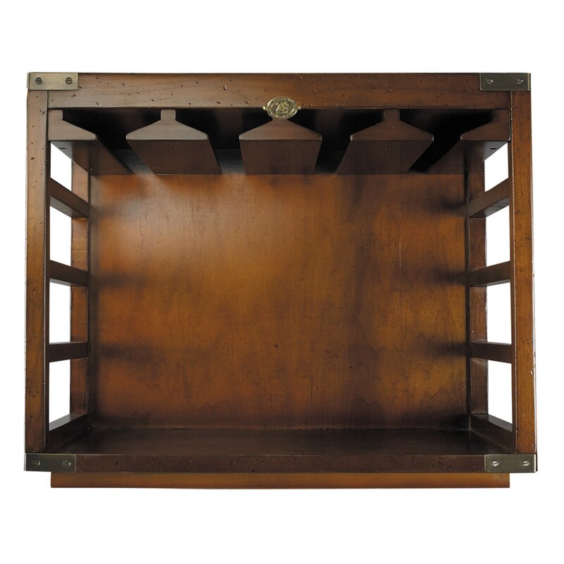 An empty wooden wine glass rack 