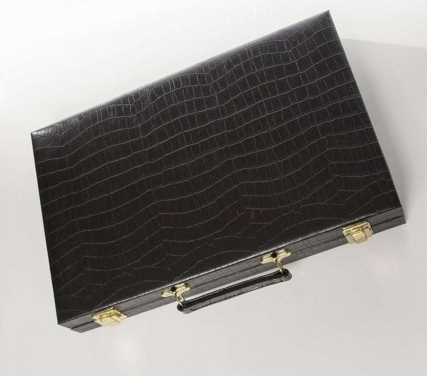 Brouk & Co. Backgammon Board - Faux Black Crocodile