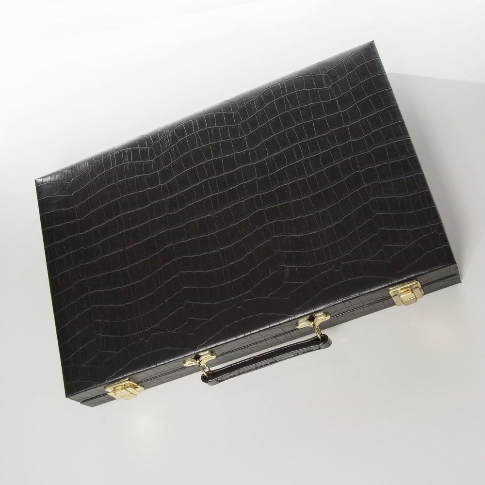 Brouk & Co. Backgammon Board - Faux Black Crocodile