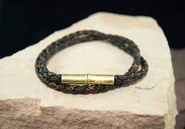 Braided, Double Wrap, Leather Bracelet - Brown w/ Magnetic Brass Closure