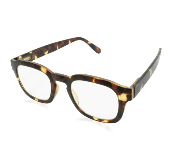 A pair of Gabriel and Simone reading glasses in a tortoise shell coloring.