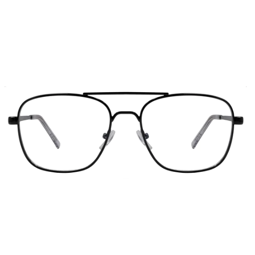 A pair of Gabriel and SImone glasses with metal frames in a gunmetal color.