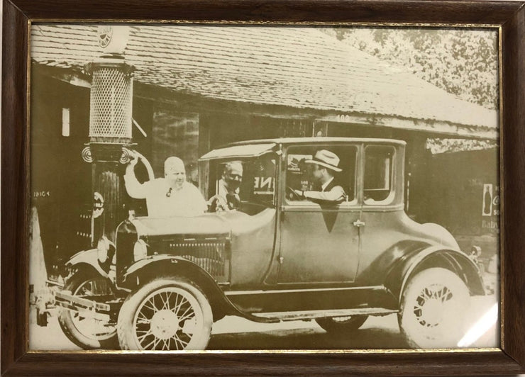 Antique Framed Gas Station Photograph