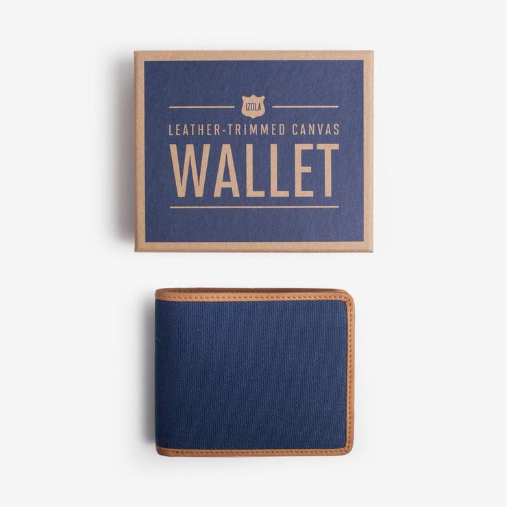 Canvas Wallet w/ Leather Trim - Navy