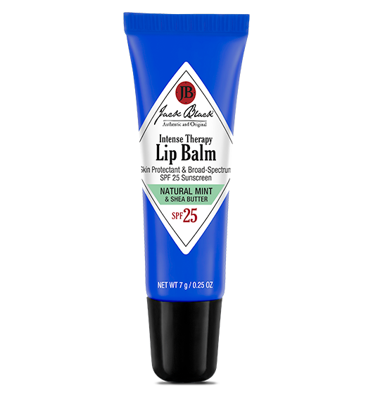 A tube of Jack Black Intense Therapy Lip Balm in Natural Mint and Shea Butter with SPF 25.