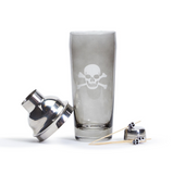 Skull & Bones Hand-Etched Smoke Glass Cocktail Shaker