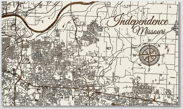 Independence, MO Wooden Street Map