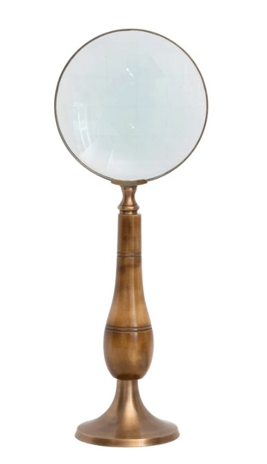 Brass & Bone Magnifying Glass on Stand