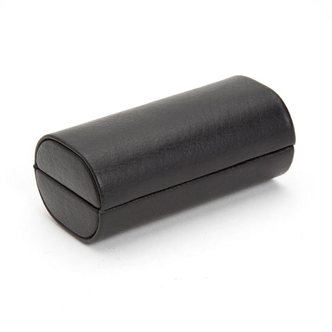 Black cufflink case on a white background