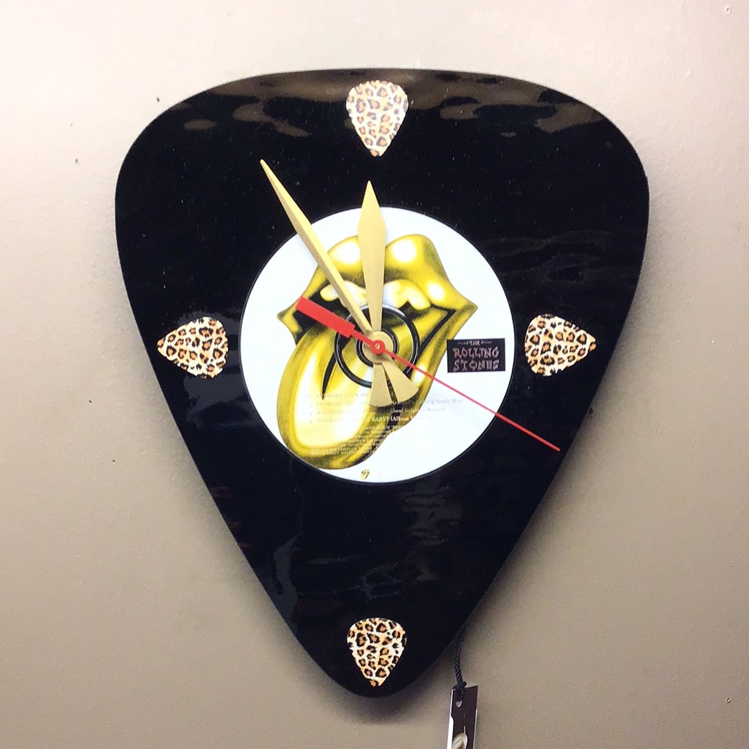 The Rolling Stones Glass Guitar Pick Wall Clock