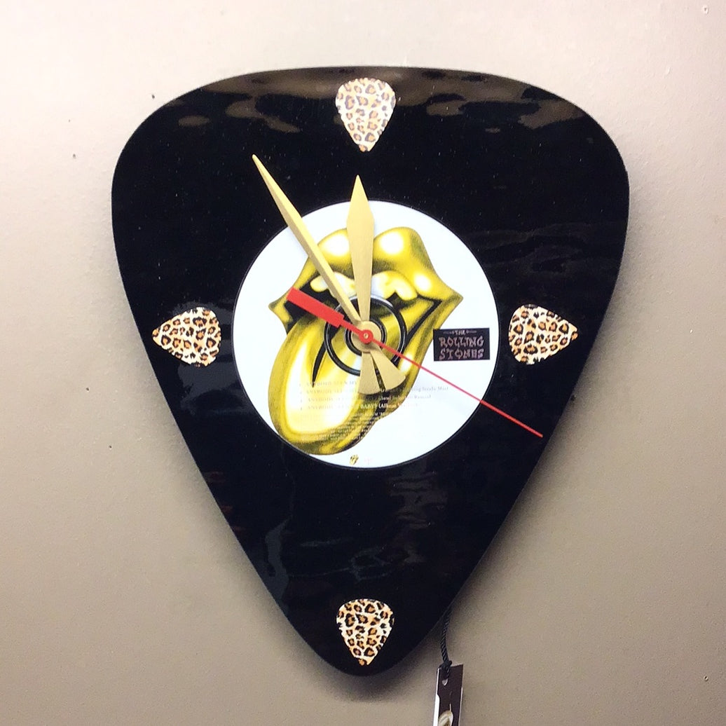 The Rolling Stones Glass Guitar Pick Wall Clock