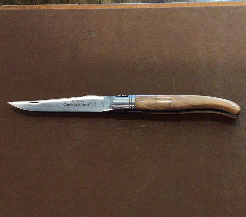 Claude Dozorme Laguiole Pocket Knife - 4.75" w/ Light Brown Handle