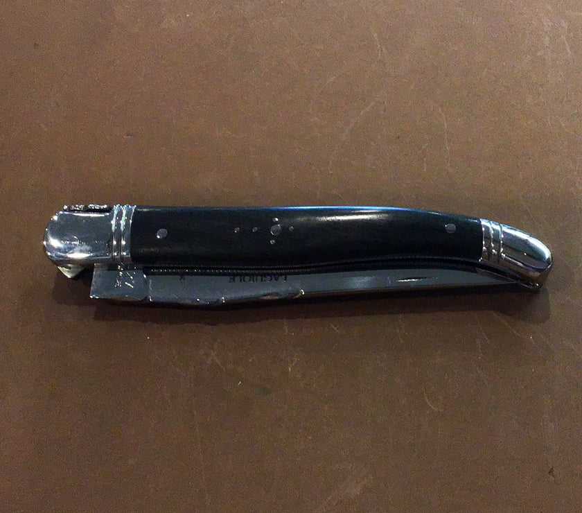 Claude Dozorme Laguiole Pocket Knife - 4.75" w/ Black Handle