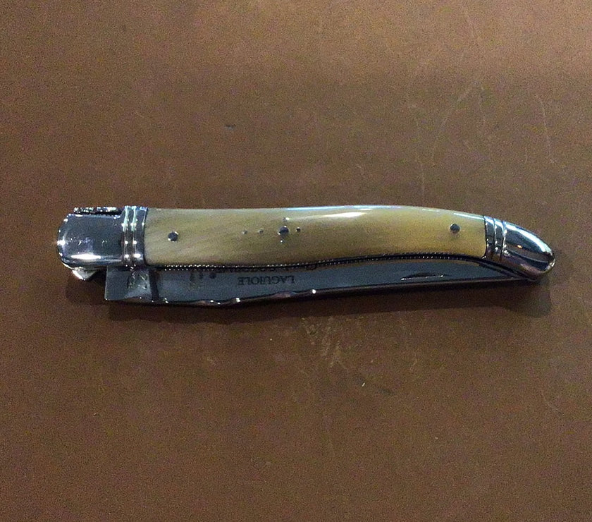 Claude Dozorme Laguiole Pocket Knife - 4.75" w/ Olive Wood Handle