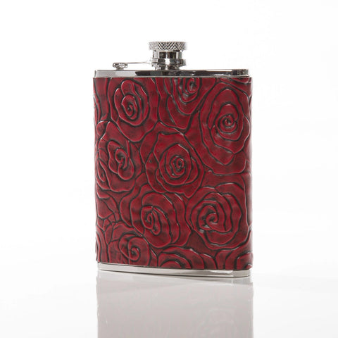 Red Rose Embossed Flask by Brouk